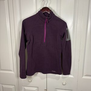 Eddie Bauer First Ascent Polartec Fleece Womens M Purple 1/4 Zip Outdoor Hiking